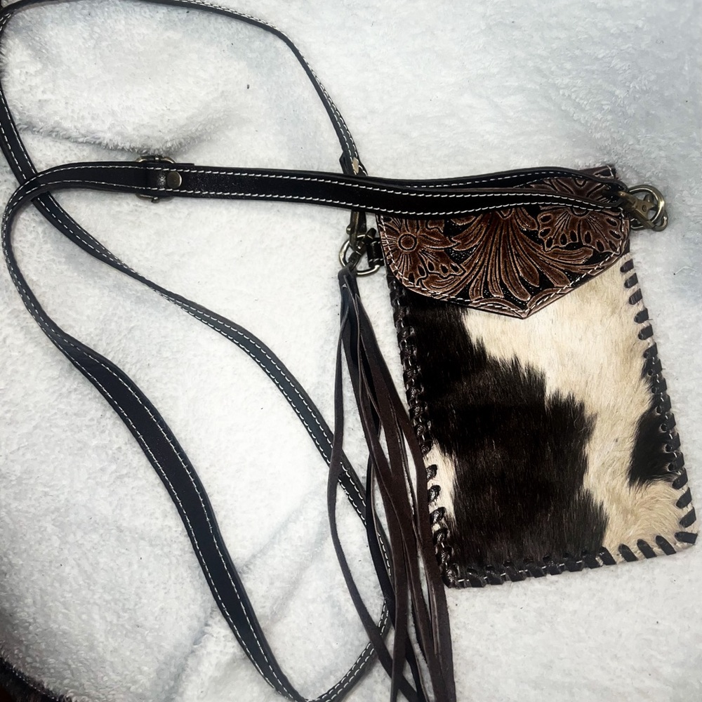 Genuine hair on hide crossbody